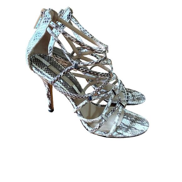 Michael Kors Charlene Snakeskin Women's Heels Brown Cream size 39 8.5 fits US - Picture 2 of 10